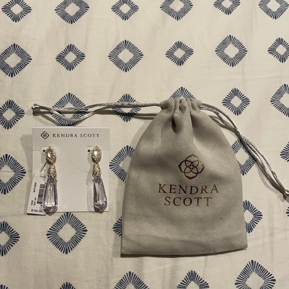 Kendra Scott Teardrop Faye Earrings Gold and crystal